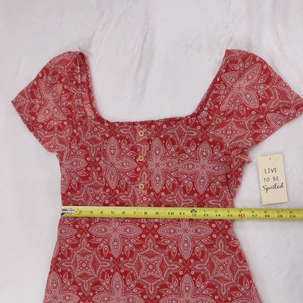 Live To Be Spoiled Patterned Short Sleeve Dress - Picture 13 of 16